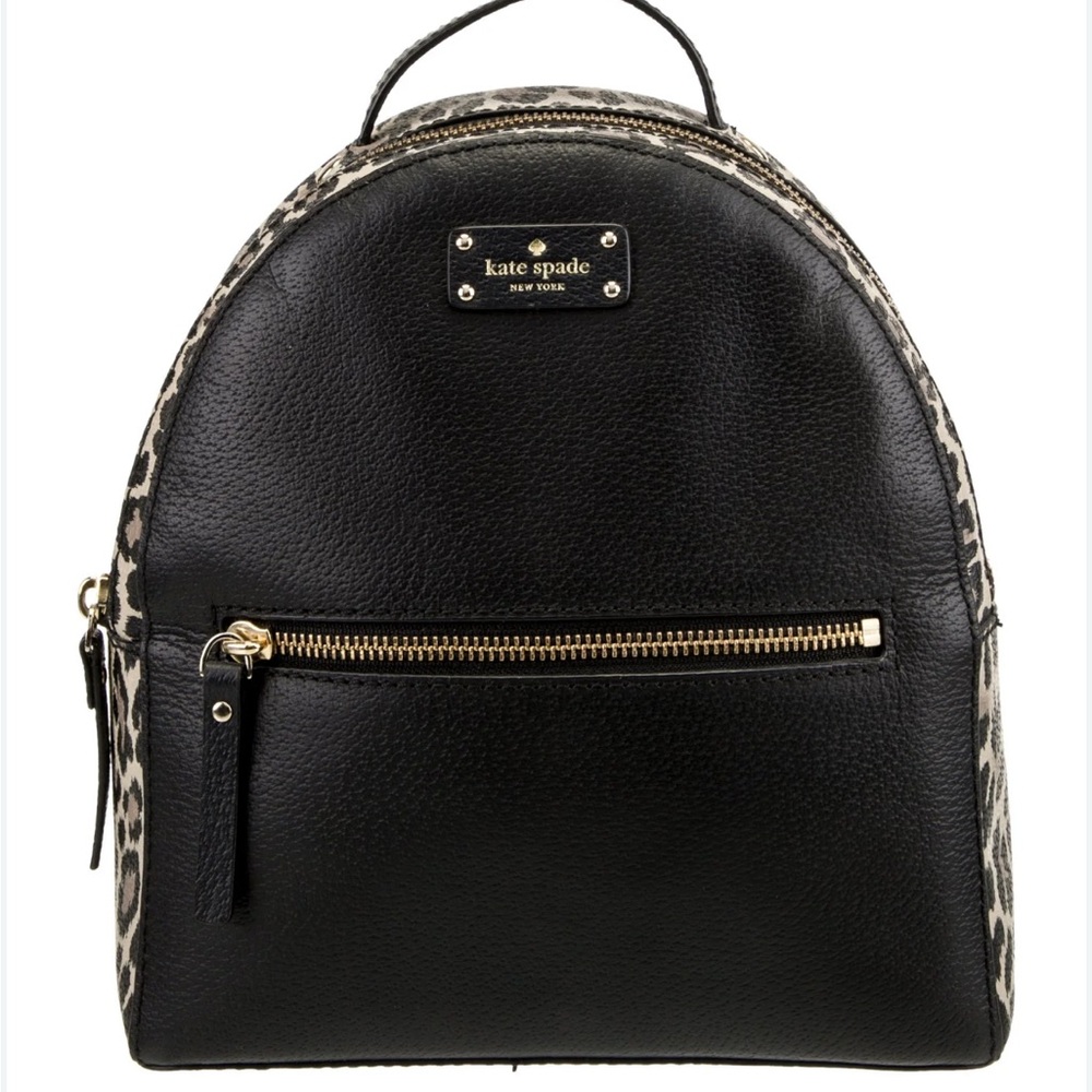 Kate Spade Black and Leopard Print Backpack - Picture 3 of 7